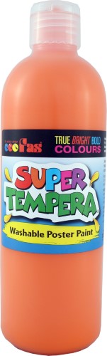 Vibrant 500ml orange non-toxic tempera paint, ideal for arts, crafts, and educational projects with easy washability.