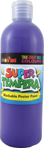 Fas Super Tempera 500ml Violet paint, perfect for vibrant, non-toxic art projects with excellent washability and fluorescent effects.