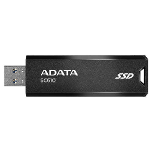 Compact ADATA SC610 1TB External SSD with USB 3.2 Gen 2, featuring a retractable design for easy portability and fast 10Gbps transfers.