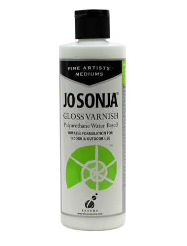 Jo Sonya JS Gloss Varnish in a 1LTR container, offering a robust, clear finish for durable indoor and outdoor projects.