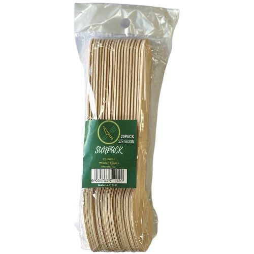SunPack Wooden Spoons 20pc ( 10 Pack )