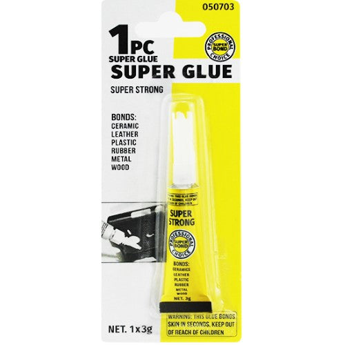 Six convenient 0.3g single-use Super Glue packs for quick fixes and strong bonding on various materials.