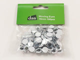 Set of 100 animated 10mm moving eyes for crafts, perfect for adding fun expressions to projects and toys.