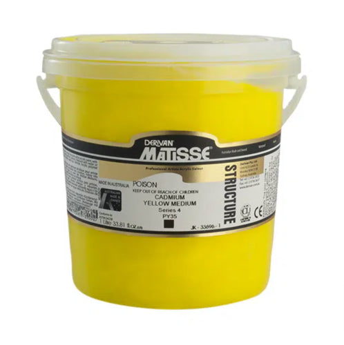 Matisse Structure Acrylic Paint in bright yellow, 1 Litre, ideal for textured artwork and versatile application techniques.