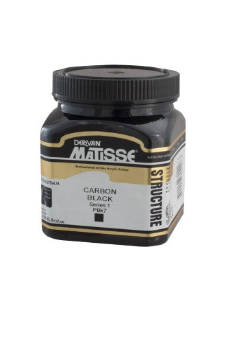 Matisse Structure 250ml Acrylic Paint in Carbon Black S1, rich in pigment for vibrant, durable artwork and versatile application.