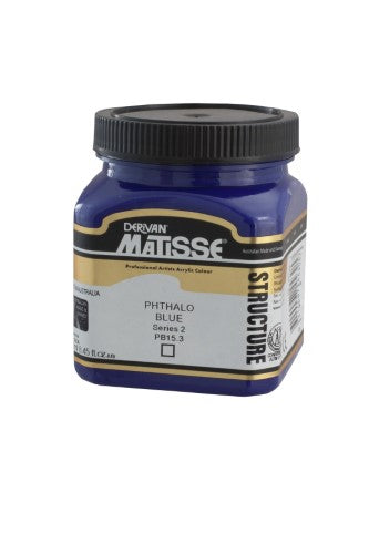 Matisse Structure Acrylic Paint in Phthalo Blue, 250ml; vibrant, impasto formula for textured art and exceptional lightfastness.