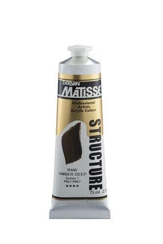 A 75ml tube of Matisse Str acrylic paint in Raw Umber, perfect for textured application and vibrant, archival-quality art.