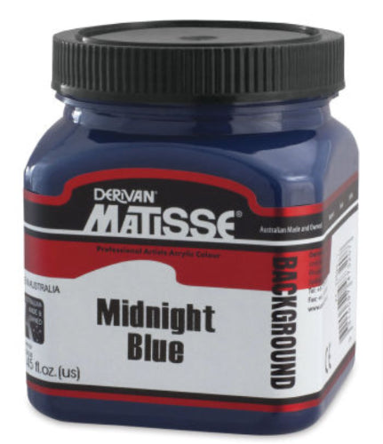 Acrylic paint in Midnight Blue, 250ml, perfect for vibrant artistry on various surfaces with a smooth matte finish.