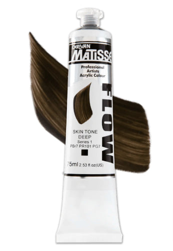 Matisse Flow 75ml acrylic paint in Skin Tone Dp S1, ideal for smooth application and detailed portrait work.