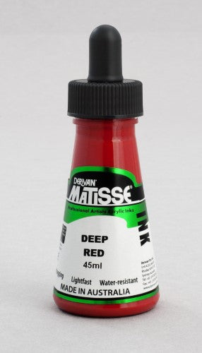 Matisse Ink 50ml Deep Red: Pigment-rich acrylic ink ideal for calligraphy and watercolor, featuring vibrant, water-resistant deep red color.