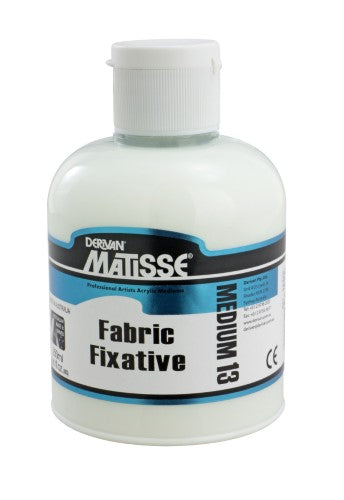 Matisse Mm13 Fabric Fixative in a 250ml bottle for permanent fabric art, ideal for vibrant designs on various materials.