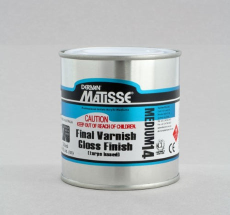 Matisse Mm14 250ml Gloss Varnish provides a clear, non-yellowing finish, enhancing color depth for acrylic and oil paintings.