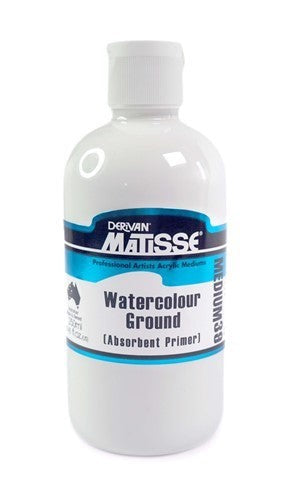 Bottle of Derivan Matisse Watercolour Ground 250ml for versatile watercolor painting on various surfaces.