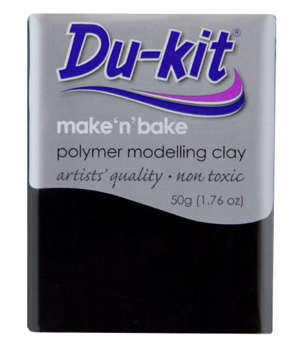 Black Du-Kit modelling clay 50g, ideal for creative sculpting and baking into durable art pieces. Perfect for all skill levels.