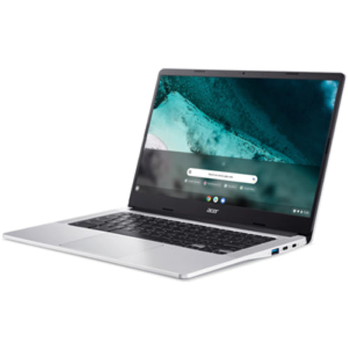 Acer C934T Chromebook with 14" HD touch display, Intel N4500, 8GB RAM, spill-resistant keyboard, and rugged design.