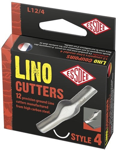 Precision Lino Cutter No.4 with 12 high-carbon steel blades, perfect for fine lines and intricate cross hatching in printmaking.