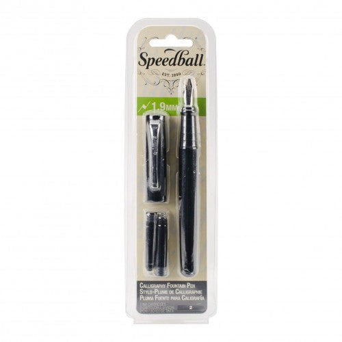 Speedball Calligraphy Fountain Pen 1.9mm in black, designed for bold strokes and comfortable writing for all skill levels.