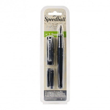 Speedball Calligraphy Fountain Pen 1.9mm in black, designed for bold strokes and comfortable writing for all skill levels.