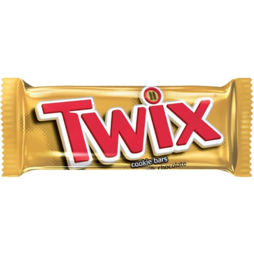 Twix 50g (20 Pack) featuring two chocolate-covered caramel and biscuit fingers, perfect for sharing and satisfying cravings.