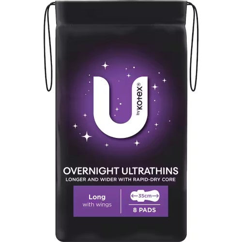 U Ultrathin Pads Overnight Long 8pk ( 4 Pack )