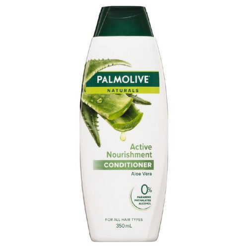 Palmolive Conditioner Active Nourish 350ml (4 Pack) for hydrated, shiny, and manageable hair with a refreshing fragrance.