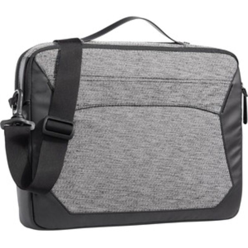 Stylish granite black briefcase for Apple laptops, featuring water-resistant materials and organized compartments for accessories.