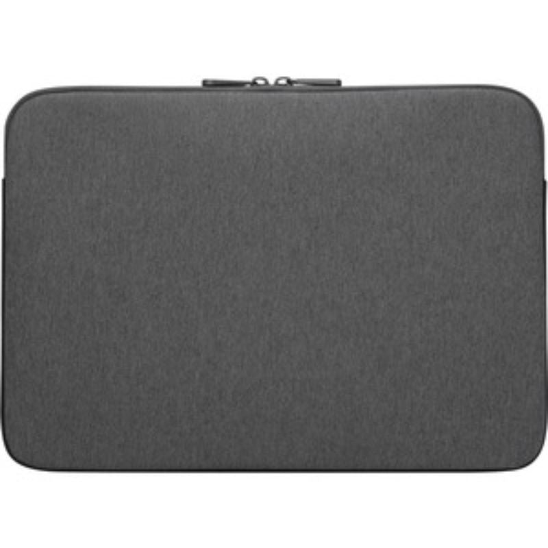 Slim and eco-friendly laptop sleeve made from recycled materials, designed to protect 13-14" notebooks.