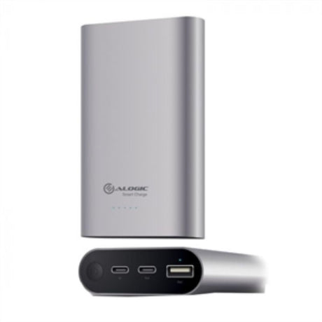 Sleek Alogic Prime Power Bank with 10,200mAh capacity, dual USB ports for fast charging devices on the go.