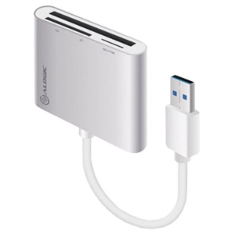 Alogic USB 3.0 Multi Card Reader in sleek design, supports SD, micro SD, CompactFlash; offers 5 Gbps data transfer speed.