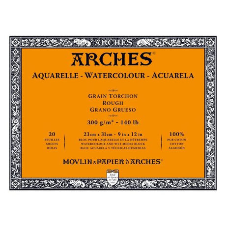 Arches Water Colour Blocks are 23 x 31 cm, 100% cotton, pre-stretched, and ideal for vibrant watercolor painting techniques.