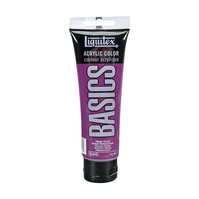 Acrylic paint tube in Prism Violet, 118ml, creamy finish, ideal for color mixing and educational use.