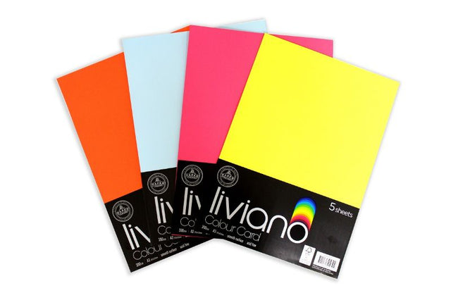 Liviano Heavy Colour Card in Salmon, 300gsm A3, pack of 5, perfect for vibrant projects and crafts.