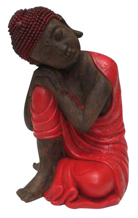 Large Red Buddha Ornament in vibrant red, symbolizing peace and tranquility, perfect for enhancing your home's zen ambiance.