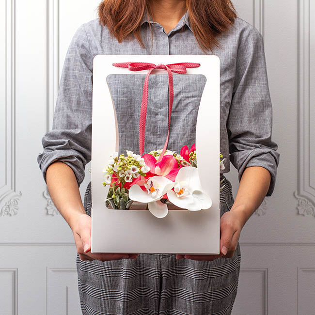 Flower Carry Box 22x11.5x35.5cm White Pack 5