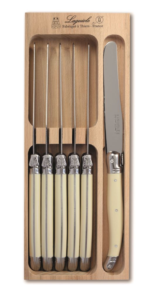 Table Knives Ivory Colour - Andre Verdier Laguiole Debutant Range - Set of 6