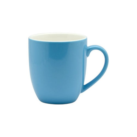 Set of 6 Rockingham Sky Blue Mugs, 380cc each, elegant porcelain design for coffee and tea, microwave and dishwasher safe.