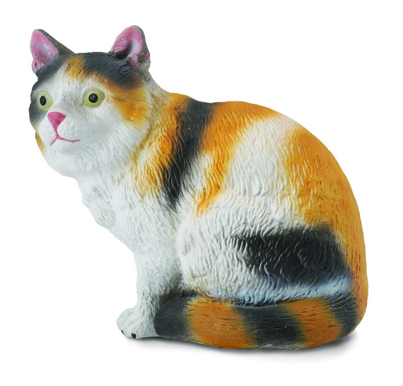 Figurine - 3-Colour House Cat Sitting (5cm)