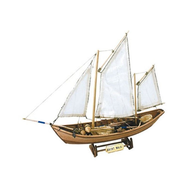 Wooden ship model kit of the 19th-century French doris, featuring laser-cut parts and high-quality materials for easy assembly.