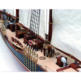 Detailed image of the Artesania Latina 1/75 Bluenose II wooden ship kit, showcasing precision laser-cut wood and durable components.