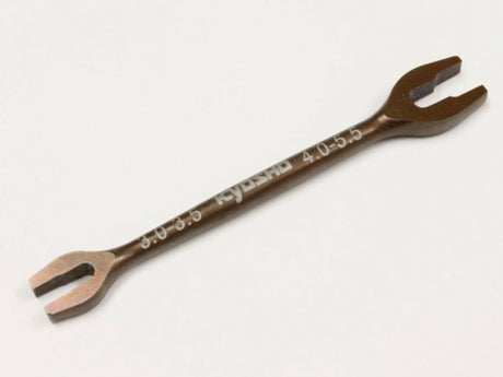 T/buckle Wrench for RC vehicles, featuring dual sizes 3.0-3.5mm and 4.0-5.5mm for precise adjustments and tuning.