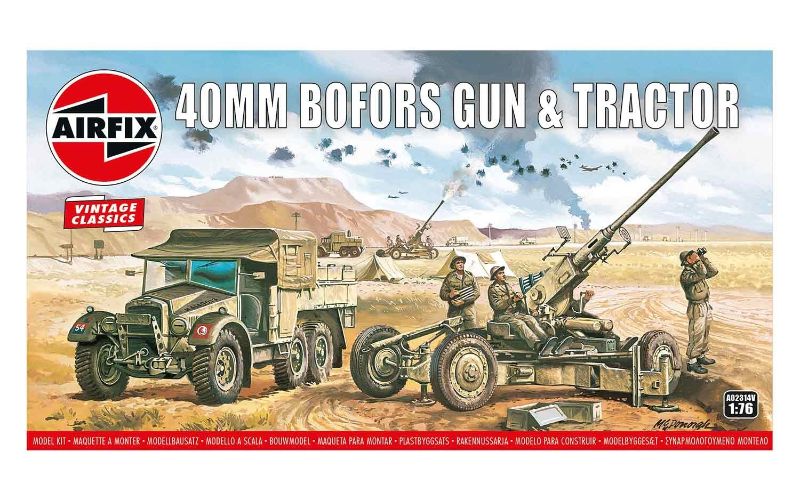 Scale model of the Bofors 40mm gun and Morris CS8 truck, featuring 107 parts for ages 8 and up.