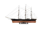 Detailed model kit of the Cutty Sark 1869, the iconic clipper ship known for its speed in the tea trade, featuring 220 parts.