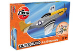 Airfix Mustang P-51D model kit, 1:72 scale, 38 easy snap-together pieces for kids 5+, includes stand and self-adhesive stickers.