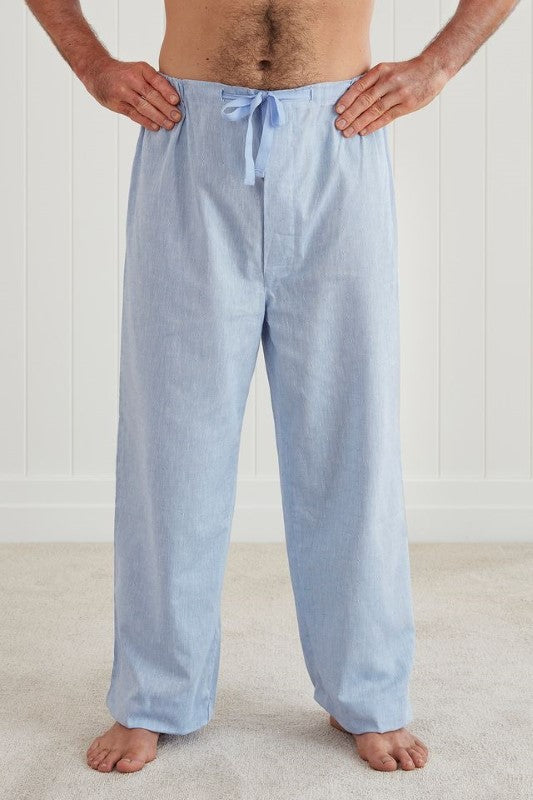 Lightweight XL PJ pants with elasticated waistband and side pockets, made from eco-friendly cotton and linen blend.