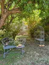 Outdoor Metal Love Seat Bench Belle Époque Grey 111cm