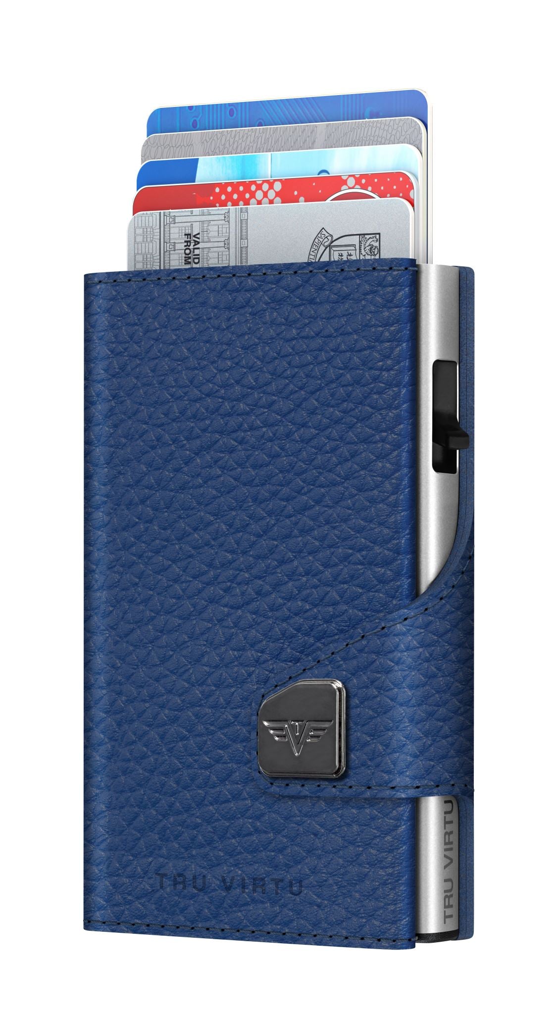 Card Case - Tru Virtu Pebble (Navy Blue/Silver)