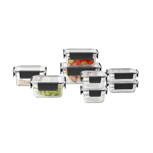 Container Set - Glasslock Premium Ovensafe Carbon (8 Piece)