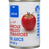 Pams Value Tom Whl Peeled In Juice 400g