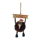 Wooden Christmas Pompom Kiwi Hanging Ornaments 36pc