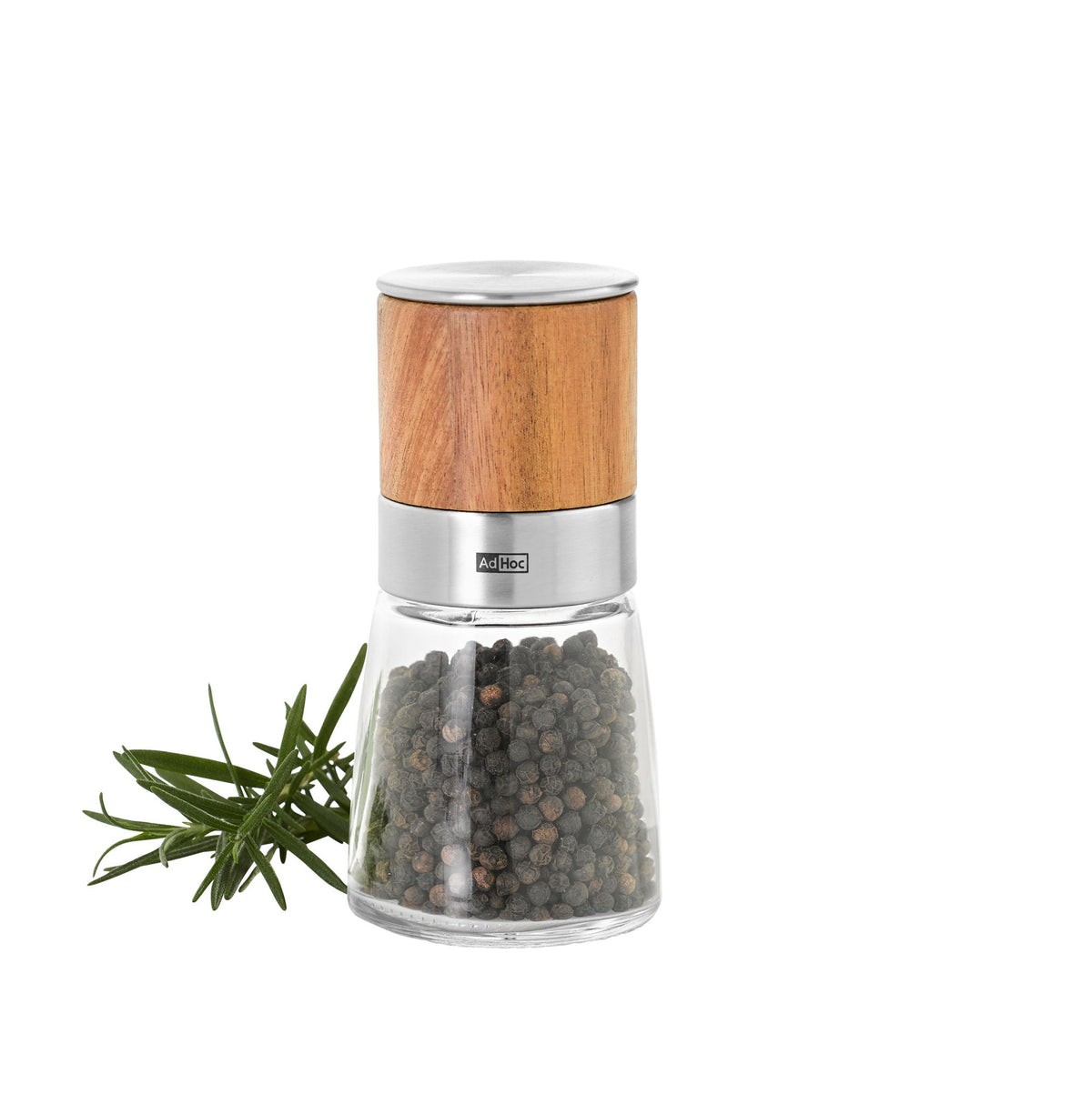 Salt or Pepper Mill - AdHoc Akasia Acacia & Glass (13.5cm)
